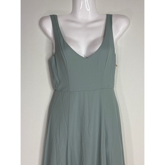 Show Me Your Mumu Jenn Maxi‎ Dress in Silver Sage Crisp Blue V Neck| XXS | NWT - Picture 3 of 15